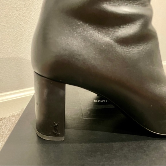 Yves Saint Laurent YSL Black Leather Lou Boots Booties Sz 40.5 EU box, dust bag - Picture 7 of 14
